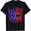Transformers Decepticon Autobot Distressed Split Logo T-Shirt(Black)