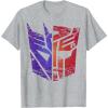 Transformers Decepticon Autobot Distressed Split Logo T-Shirt(Heather Grey)