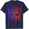 Transformers Decepticon Autobot Distressed Split Logo T-Shirt(Navy Blue)