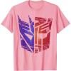 Transformers Decepticon Autobot Distressed Split Logo T-Shirt(Pink)
