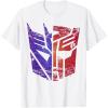 Transformers Decepticon Autobot Distressed Split Logo T-Shirt(White)