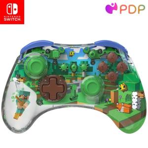 PDP REALMz Nintendo Switch Pro Controller, Customizable LED Lighting, 3.5mm Headphone Jack, Officially Licensed by Nintendo and Hasbro, Transformers: Optimus Prime City Battle(Minecraft Steve)