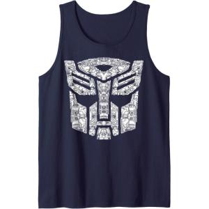 Transformers Autobots Icon Collage Filled Logo Tank Top(Navy Blue)