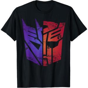 Transformers Decepticon Autobot Distressed Split Logo T-Shirt(Black)