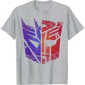 Transformers Decepticon Autobot Distressed Split Logo T-Shirt(Heather Grey)