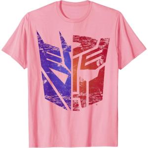 Transformers Decepticon Autobot Distressed Split Logo T-Shirt(Pink)