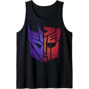 Transformers Decepticon Autobot Distressed Split Logo Tank Top(Black)