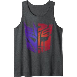Transformers Decepticon Autobot Distressed Split Logo Tank Top(Dark Heather Grey)