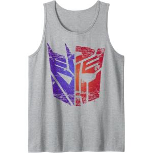 Transformers Decepticon Autobot Distressed Split Logo Tank Top(Heather Grey)