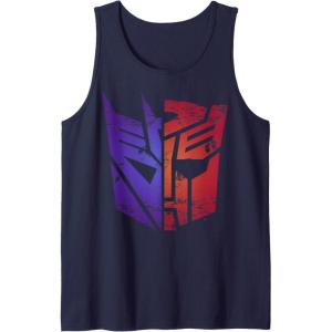 Transformers Decepticon Autobot Distressed Split Logo Tank Top(Navy Blue)