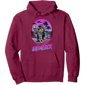 Transformers Grimlock Skater Beach Paradise Color Pop Logo Pullover Hoodie(Burgundy)