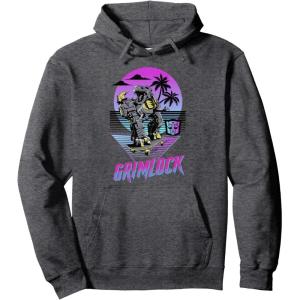 Transformers Grimlock Skater Beach Paradise Color Pop Logo Pullover Hoodie(Dark Heather Grey)