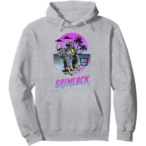 Transformers Grimlock Skater Beach Paradise Color Pop Logo Pullover Hoodie(Heather Grey)