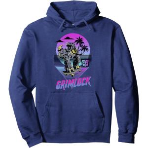 Transformers Grimlock Skater Beach Paradise Color Pop Logo Pullover Hoodie(Navy Blue)