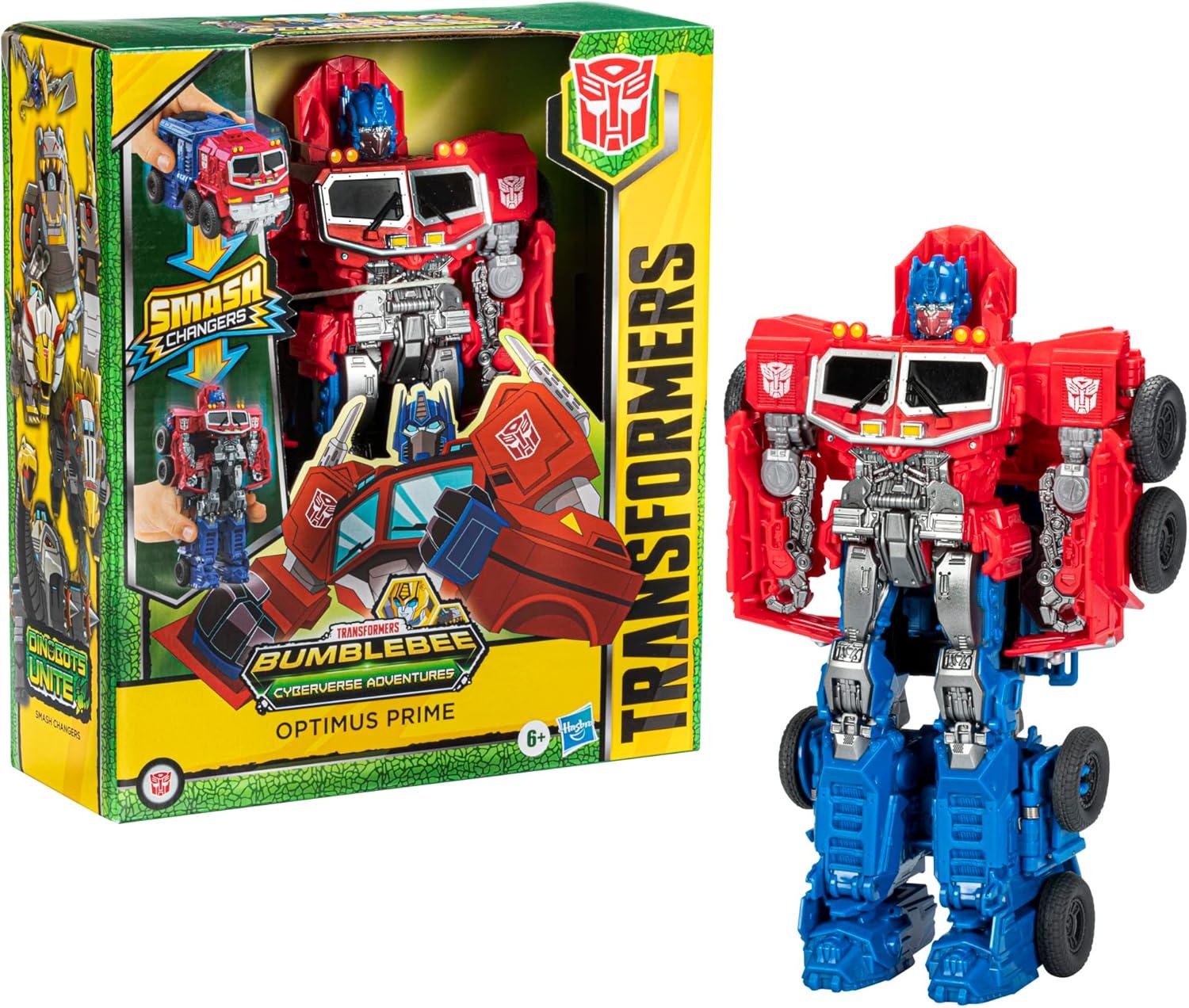 imageTransformers Bumblebee Cyberverse Adventures Dinobots Unite Smash Changer Optimus Prime Action Figure Toys for 6 Year Old Boys and Girls and Up 9Inch