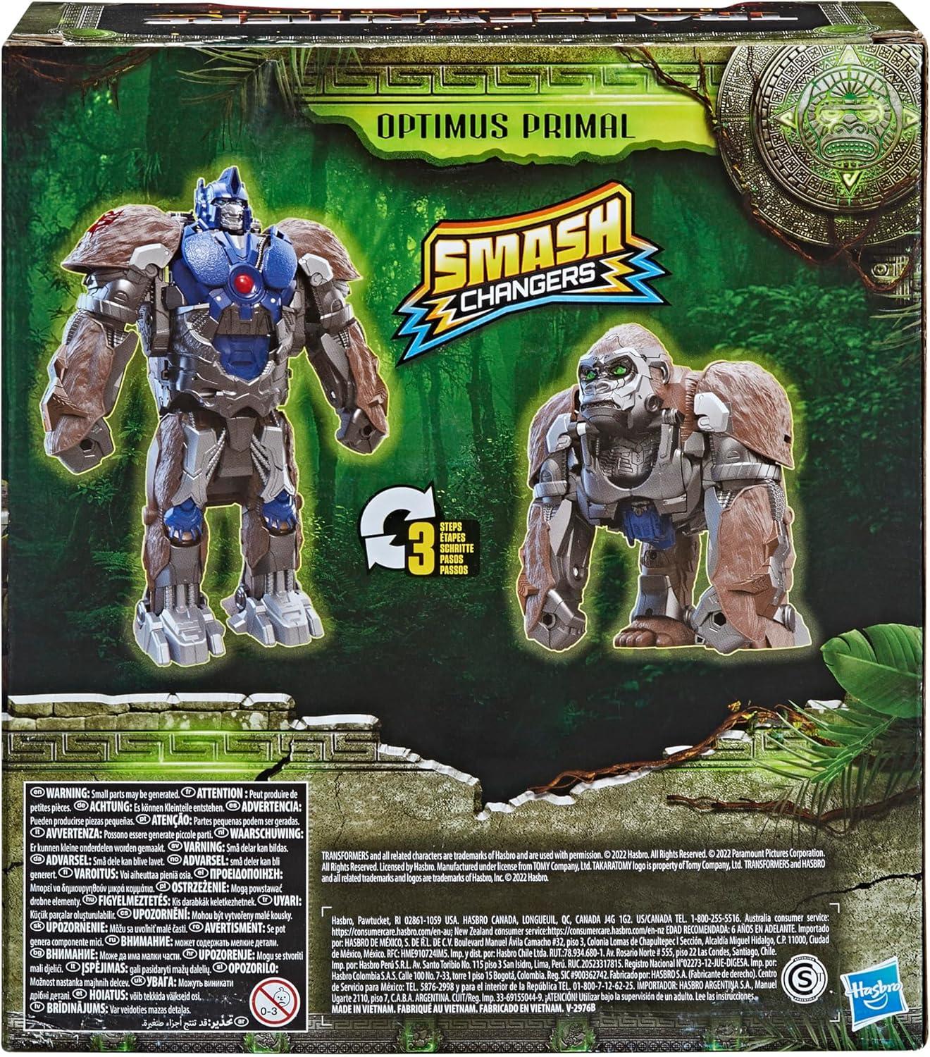 imageTransformers Toy Rise of The Beasts Movie Smash Changer Optimus Primal Converting Action Figure for Ages 6 and Up 9InchSMASH CHANGER OPTIMUS