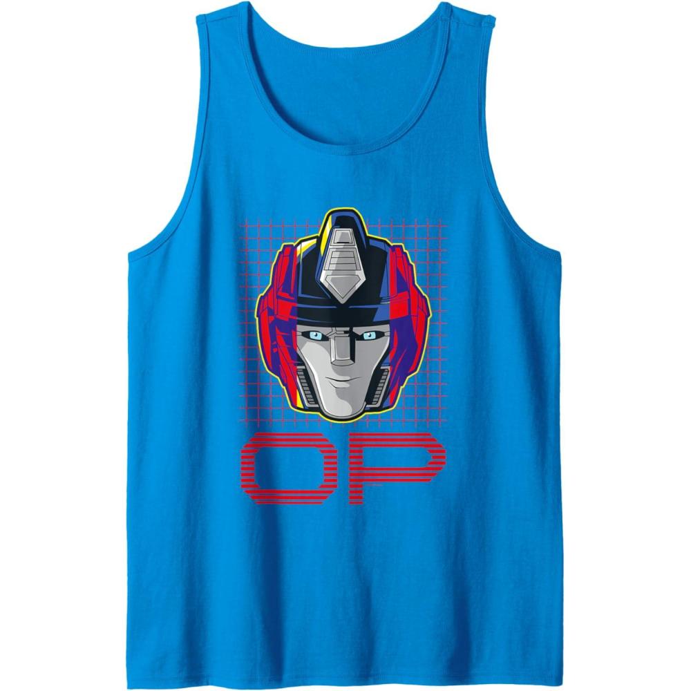 imageTransformers One Orion Pax Optimus Prime Face Poster Tank TopSapphire Blue