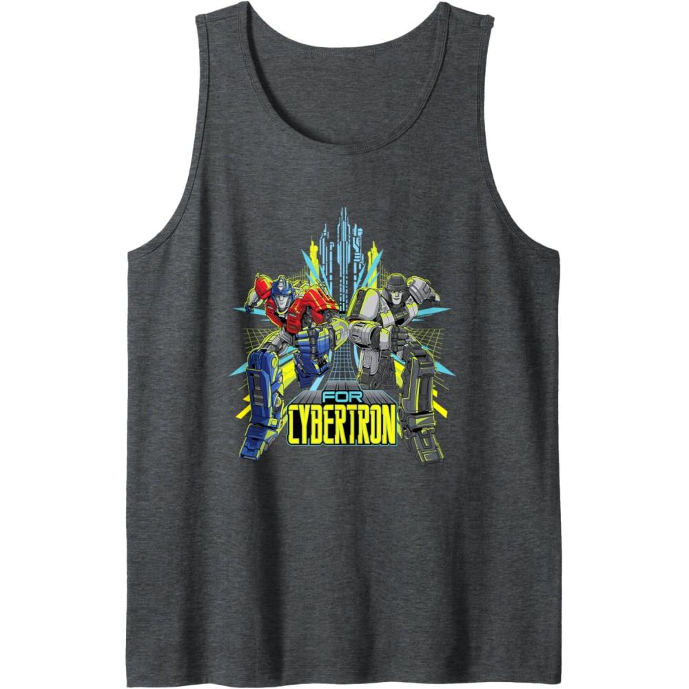 imageTransformers One for Cybertron Orion Pax ampamp D16 Tank TopDark Heather Grey