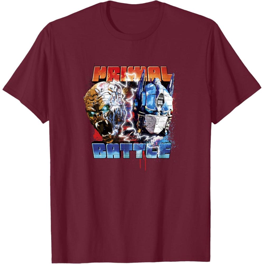 imageTransformers Rise of the Beasts Primal Battle Action Poster TShirtBurgundy