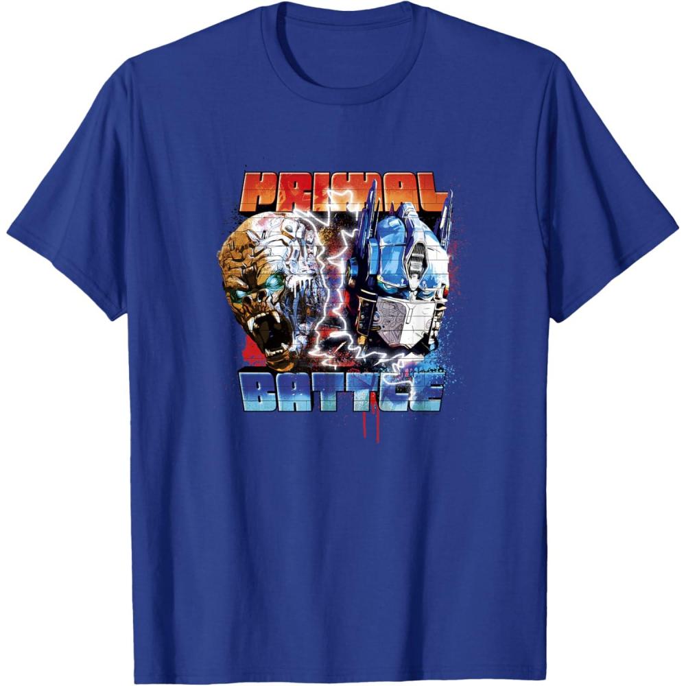 imageTransformers Rise of the Beasts Primal Battle Action Poster TShirtRoyal Blue