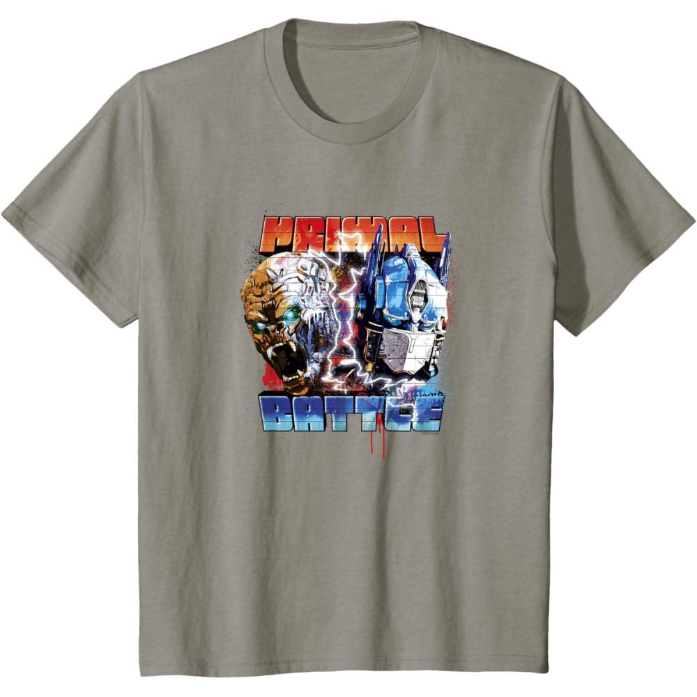 imageTransformers Rise of the Beasts Primal Battle Action Poster TShirtSlate Grey
