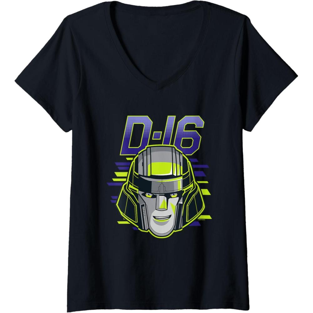 imageWomens Transformers One D16 Megatron Face Poster VNeck TShirtBlack