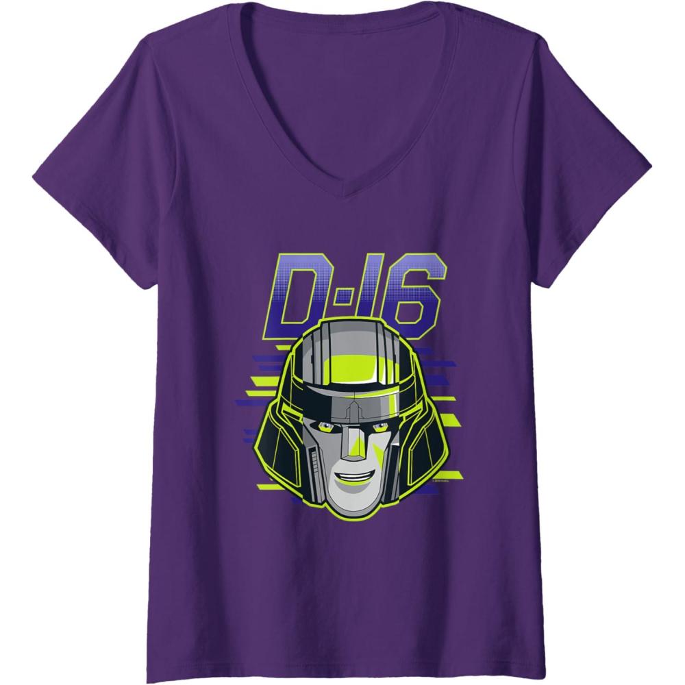 imageWomens Transformers One D16 Megatron Face Poster VNeck TShirtPurple