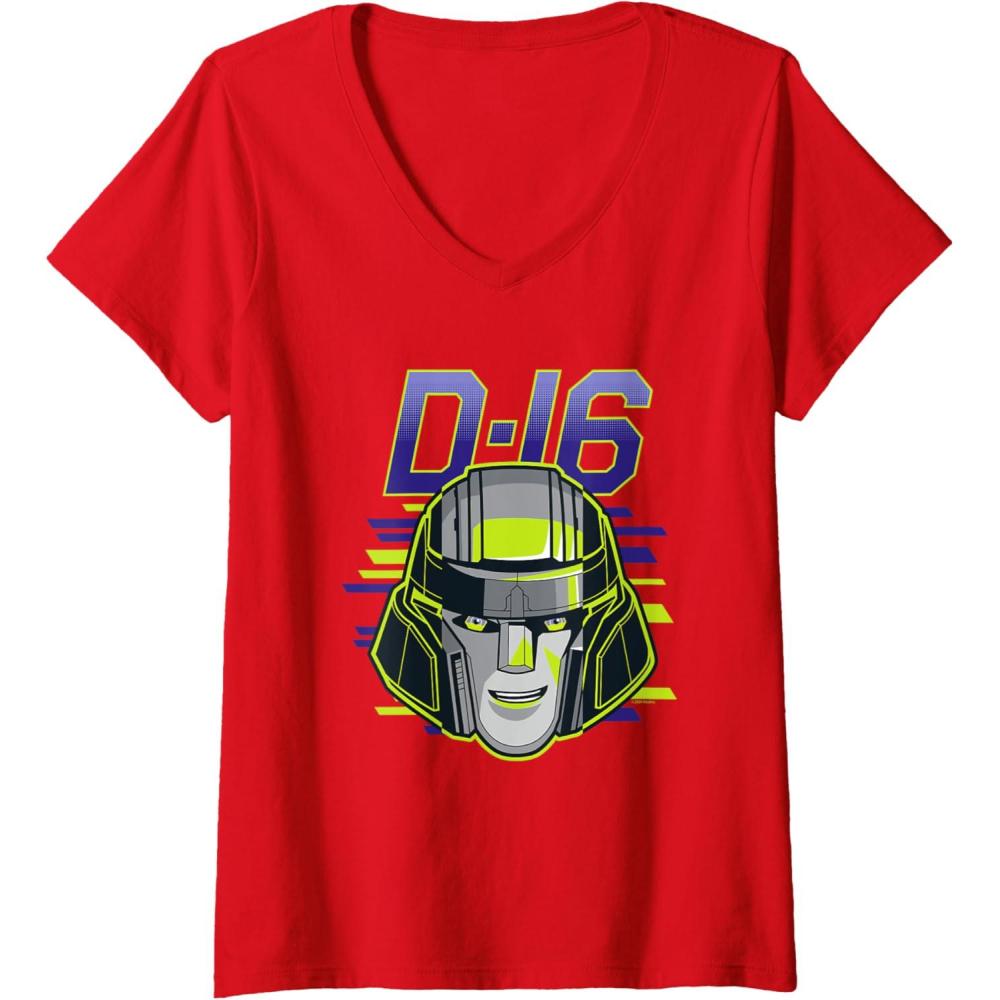 imageWomens Transformers One D16 Megatron Face Poster VNeck TShirtRed