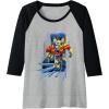 Transformers One Orion Pax Running Action Shot Raglan Baseball Tee(Black/Athletic Heather)