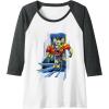 Transformers One Orion Pax Running Action Shot Raglan Baseball Tee(Dark Heather Grey/White)