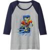 Transformers One Orion Pax Running Action Shot Raglan Baseball Tee(Navy Blue/Athletic Heather)