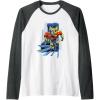 Transformers One Orion Pax Running Action Shot Raglan Baseball Tee(Dark Heather Grey/White)