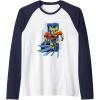 Transformers One Orion Pax Running Action Shot Raglan Baseball Tee(Navy Blue/White)