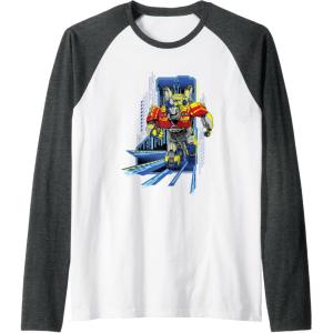 Transformers One Orion Pax Running Action Shot Raglan Baseball Tee(Dark Heather Grey/White)