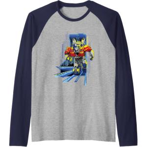 Transformers One Orion Pax Running Action Shot Raglan Baseball Tee(Navy Blue/Athletic Heather)