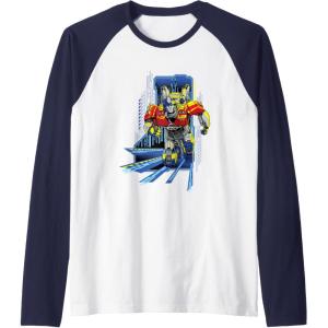 Transformers One Orion Pax Running Action Shot Raglan Baseball Tee(Navy Blue/White)