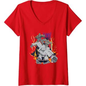 Womens Transformers One All Hail Megatron Epic Poster V-Neck T-Shirt(Red)