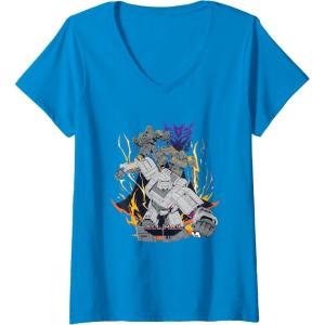 Womens Transformers One All Hail Megatron Epic Poster V-Neck T-Shirt(Sapphire Blue)