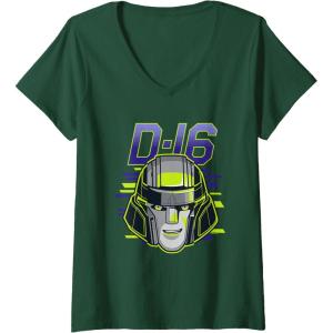 Womens Transformers One D-16 Megatron Face Poster V-Neck T-Shirt(Dark Green)