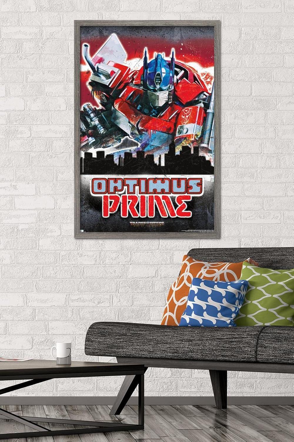 imageHasbro Transformers Rise of the Beasts Optimus Prime Graffiti Wall Poster 34Lquot x 224Wquot Mahogany Framed VersionBarnwood Framed Version