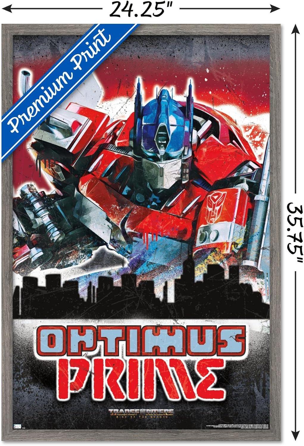 imageHasbro Transformers Rise of the Beasts Optimus Prime Graffiti Wall Poster 34Lquot x 224Wquot Mahogany Framed VersionBarnwood Framed Version