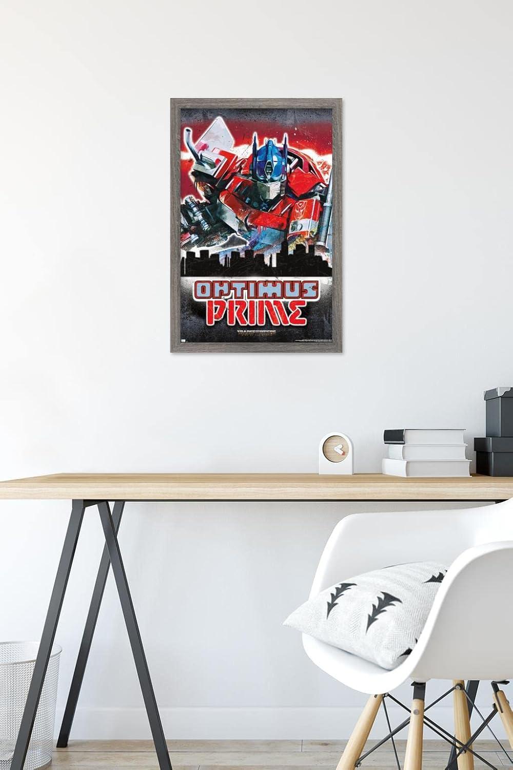 imageHasbro Transformers Rise of the Beasts Optimus Prime Graffiti Wall Poster 34Lquot x 224Wquot Mahogany Framed VersionBarnwood Framed Version