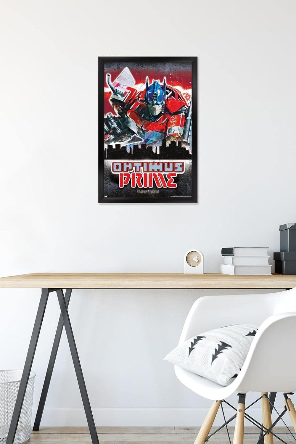 imageHasbro Transformers Rise of the Beasts Optimus Prime Graffiti Wall Poster 34Lquot x 224Wquot Mahogany Framed VersionBlack Framed Version