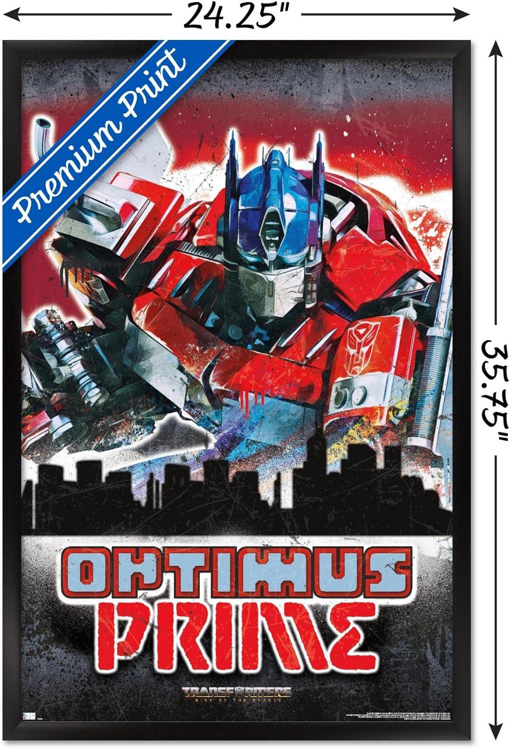 imageHasbro Transformers Rise of the Beasts Optimus Prime Graffiti Wall Poster 34Lquot x 224Wquot Mahogany Framed VersionBlack Framed Version