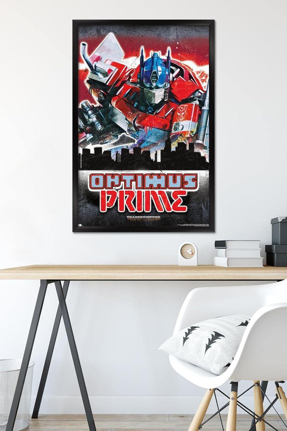 imageHasbro Transformers Rise of the Beasts Optimus Prime Graffiti Wall Poster 34Lquot x 224Wquot Mahogany Framed VersionBlack Framed Version
