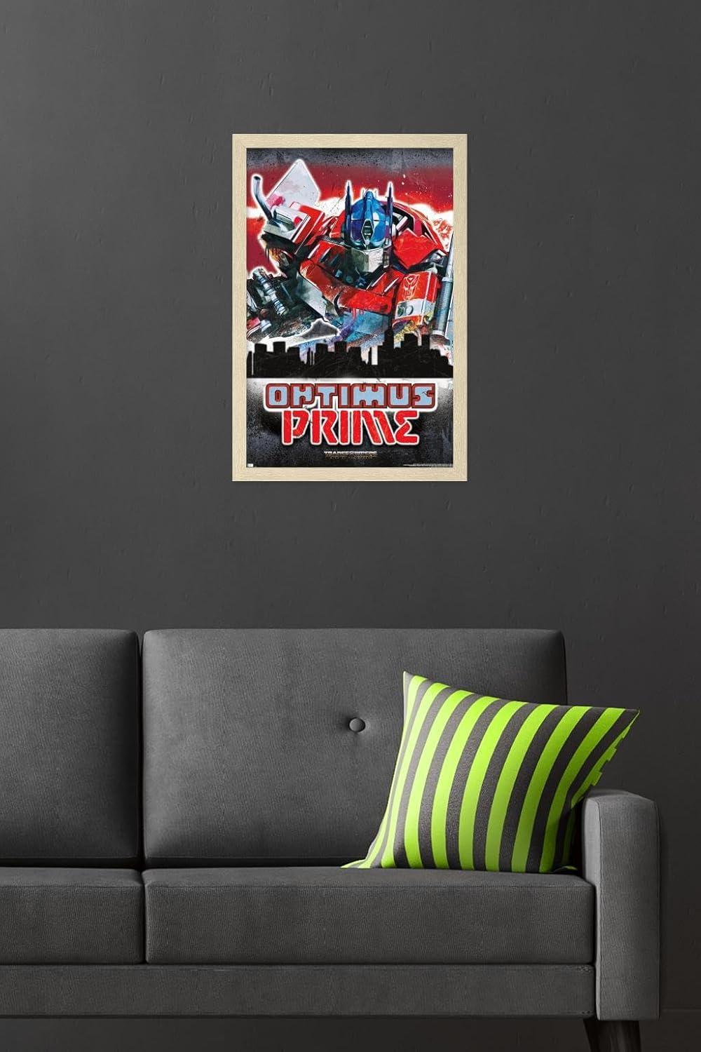 imageHasbro Transformers Rise of the Beasts Optimus Prime Graffiti Wall Poster 34Lquot x 224Wquot Mahogany Framed VersionBlonde Framed Version