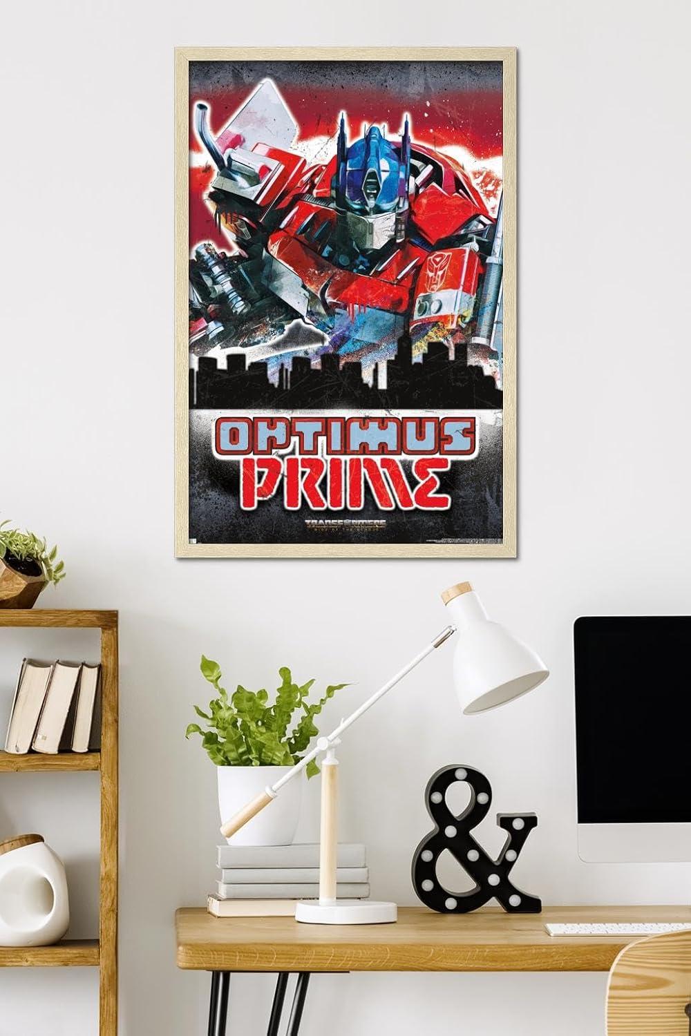 imageHasbro Transformers Rise of the Beasts Optimus Prime Graffiti Wall Poster 34Lquot x 224Wquot Mahogany Framed VersionBlonde Framed Version