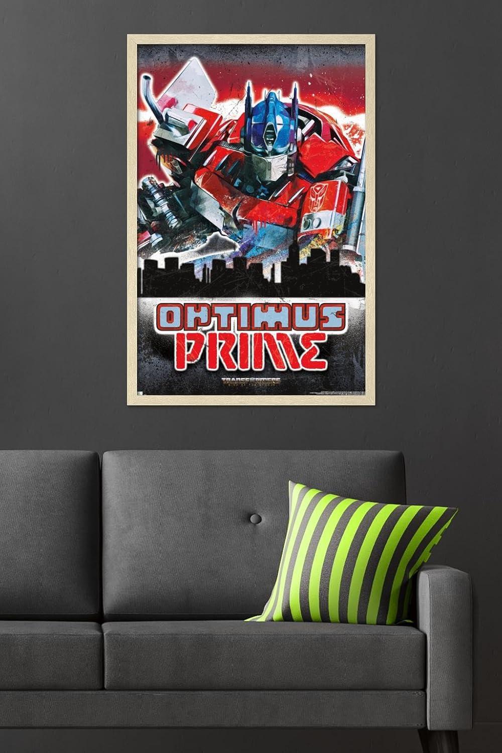 imageHasbro Transformers Rise of the Beasts Optimus Prime Graffiti Wall Poster 34Lquot x 224Wquot Mahogany Framed VersionBlonde Framed Version