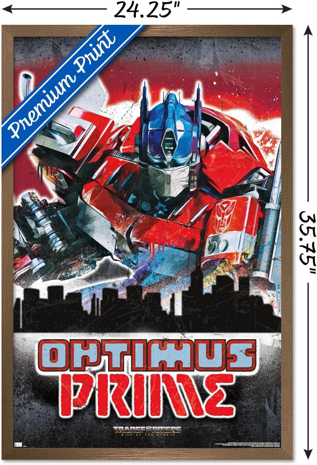 imageHasbro Transformers Rise of the Beasts Optimus Prime Graffiti Wall Poster 34Lquot x 224Wquot Mahogany Framed VersionBronze Framed Version