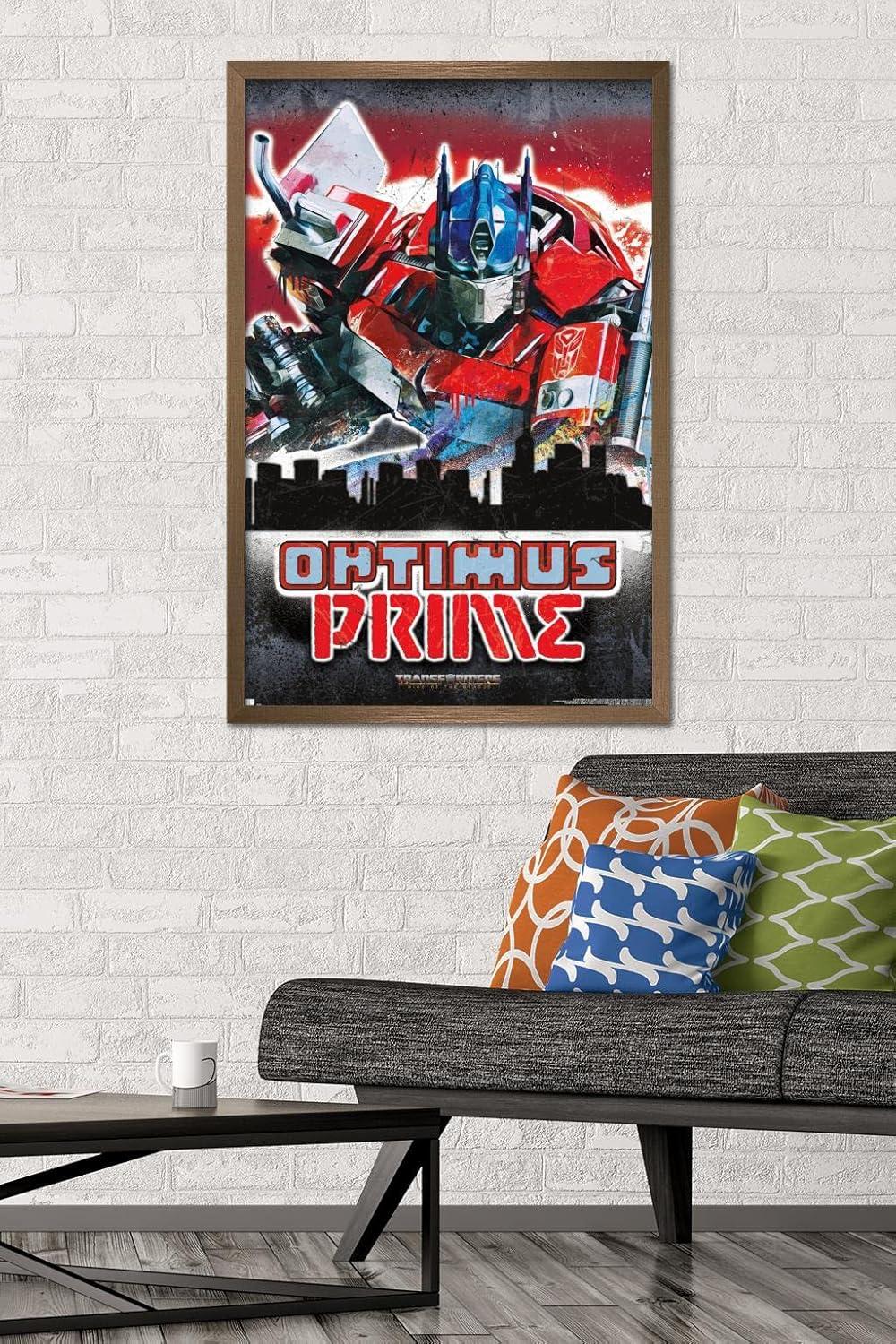 imageHasbro Transformers Rise of the Beasts Optimus Prime Graffiti Wall Poster 34Lquot x 224Wquot Mahogany Framed VersionBronze Framed Version